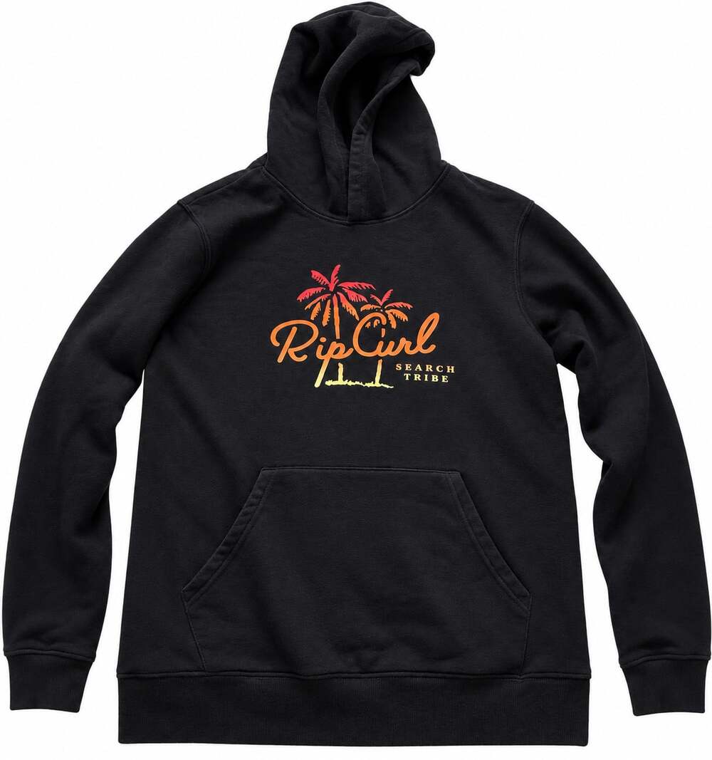 Rip Curl Youth Large Hoodie Black Search Tribe Palm Tree Graphic Pullover L